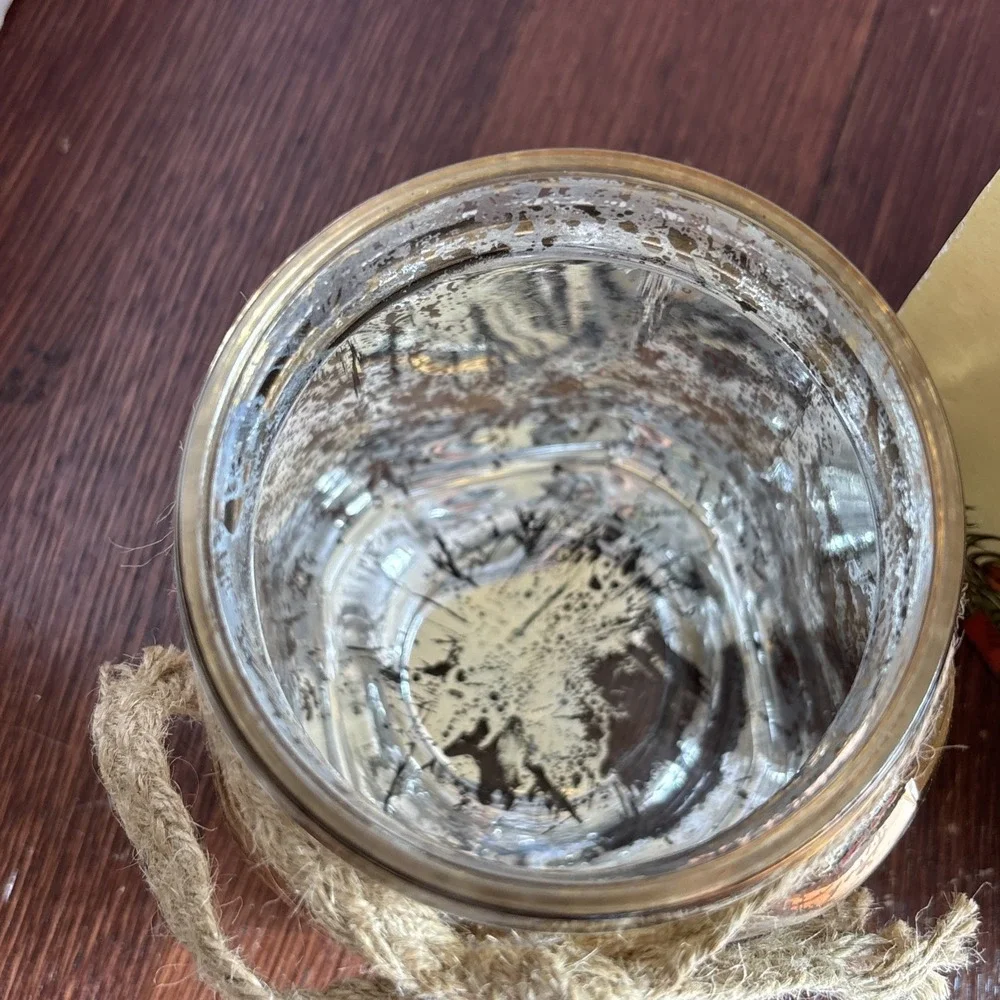 Cracker Barrel Christmas Holiday Gold Decorative Mercury‎ Glass Jar Joy